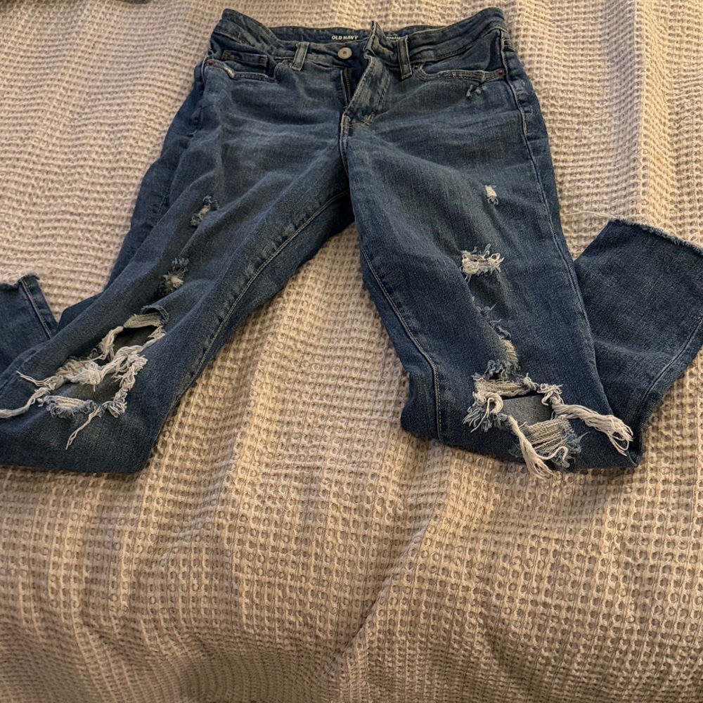 Old Navy Dark Blue Distressed Skinny Jeans
